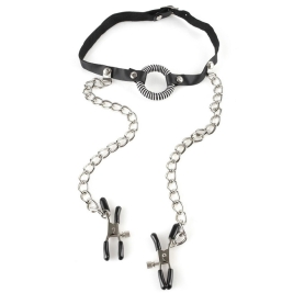 Кляп с зажимами O-Ring Gag & Nipple Clamps